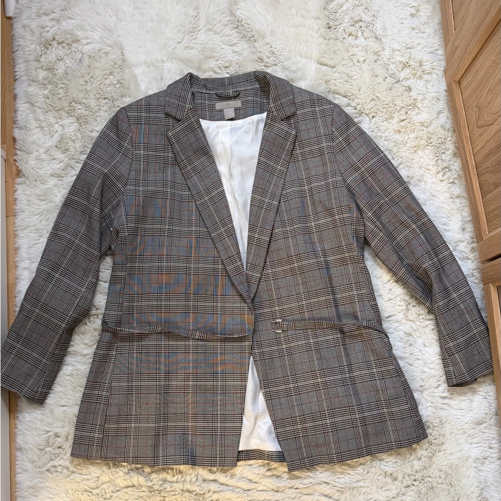 H&M Plaid Tailored Blazer - Brown & Gray